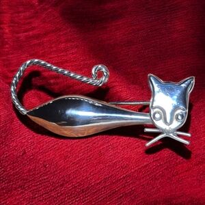 Sterling silver 925 Vintage Mexico Cat Brooch/Pin